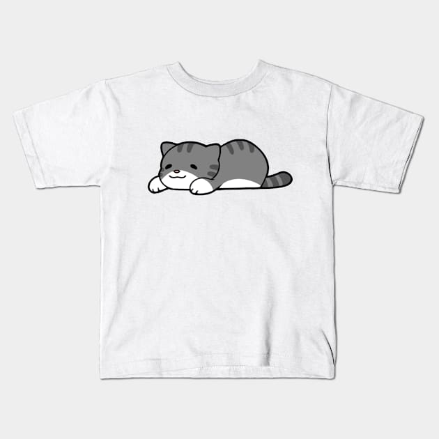 Grey and White Chub Cat Kids T-Shirt by MissOstrich